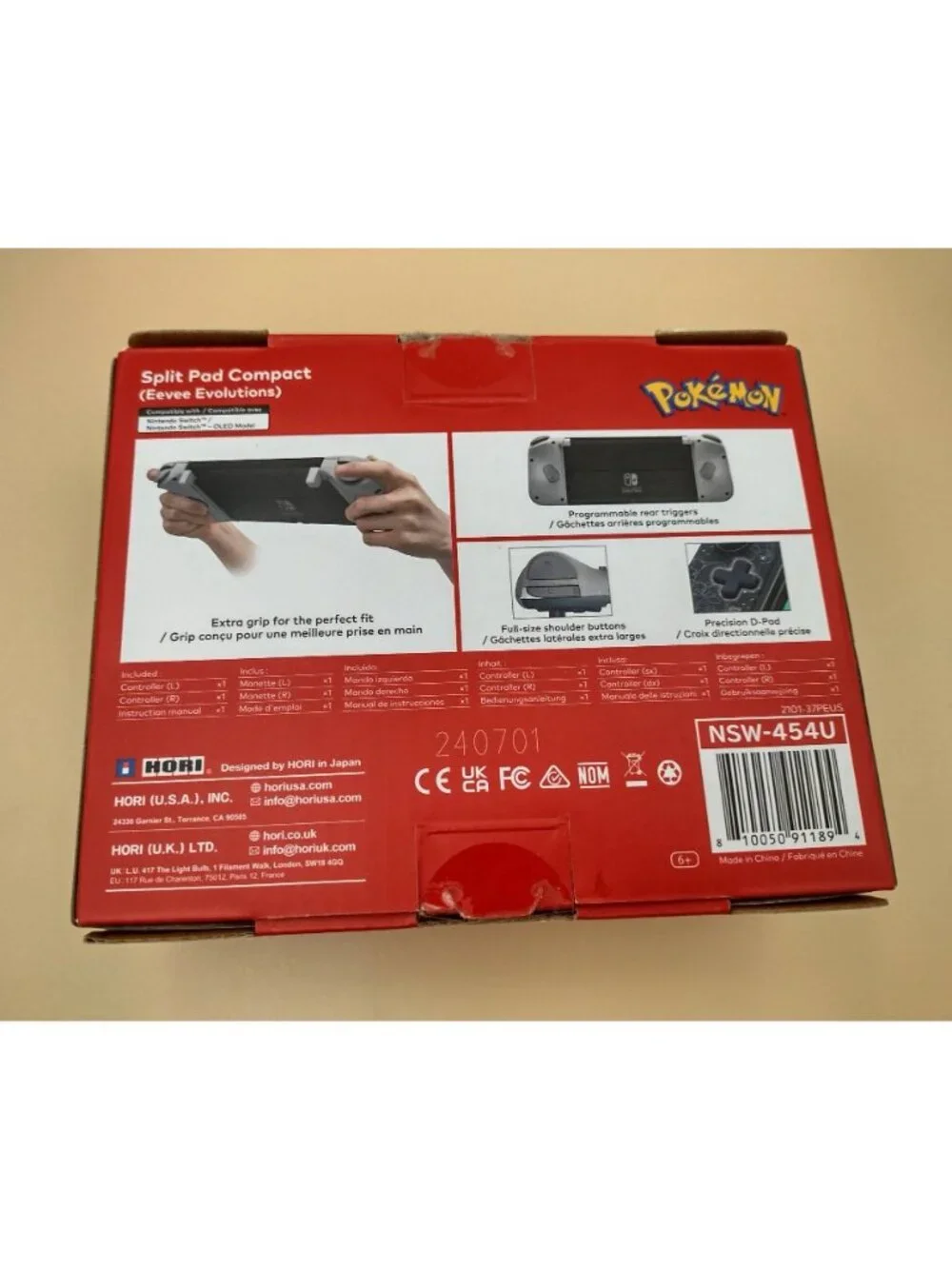 Hori Split Pad Compact For Nintendo Switch Eevee Evolutions Design Ergonomic